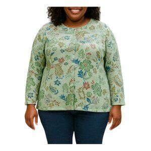 CJ Banks Size 2X Knit Cardigan Top Womens Floral Button Front Long Sleeve
